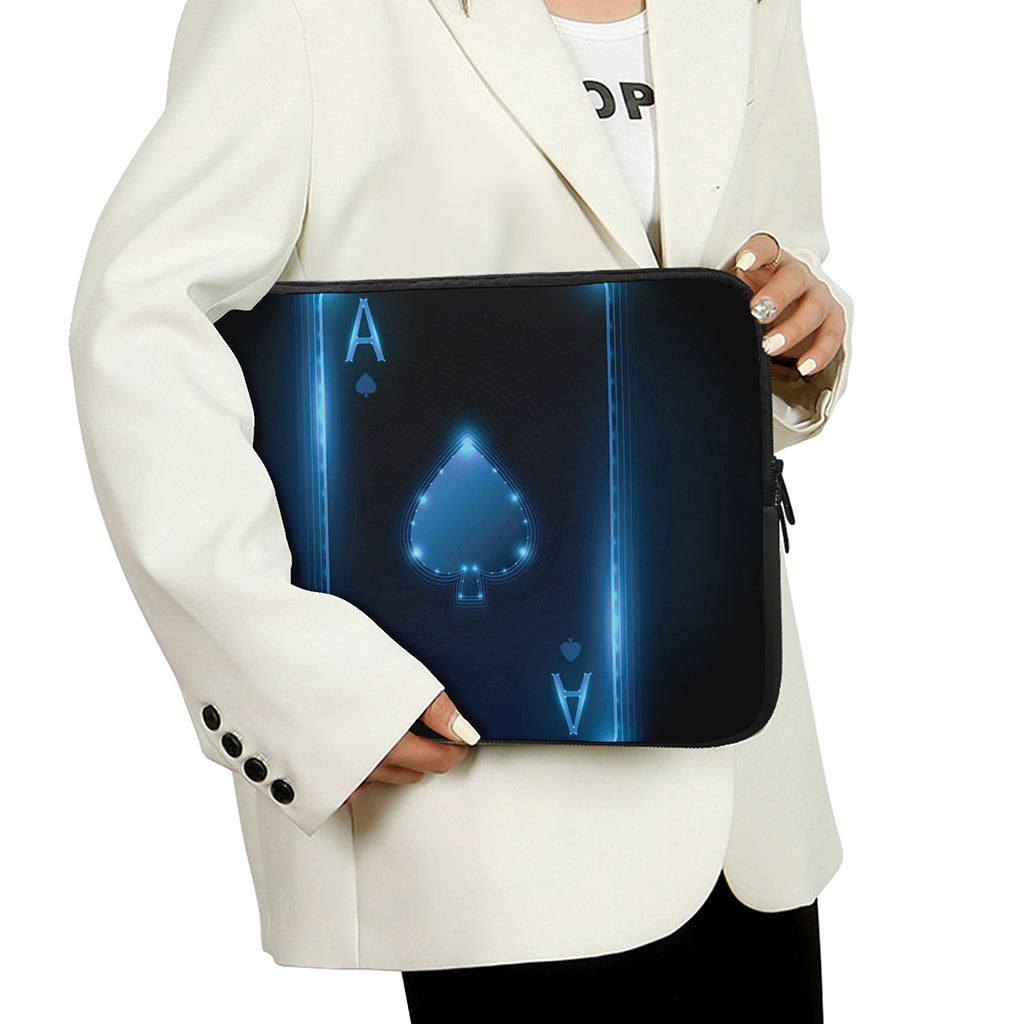 Blue Ace Card Print Laptop Sleeve