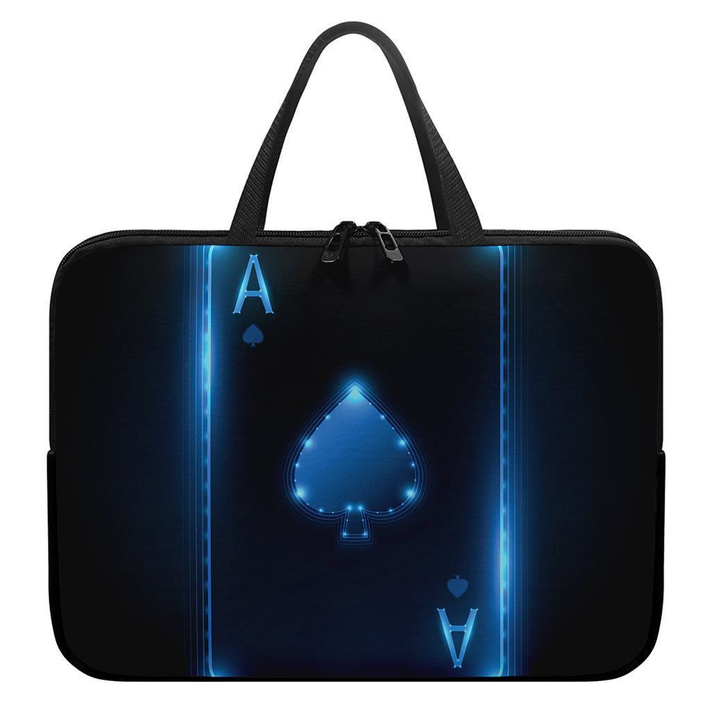Blue Ace Card Print Laptop Sleeve With Handle