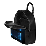 Blue Ace Card Print Leather Backpack