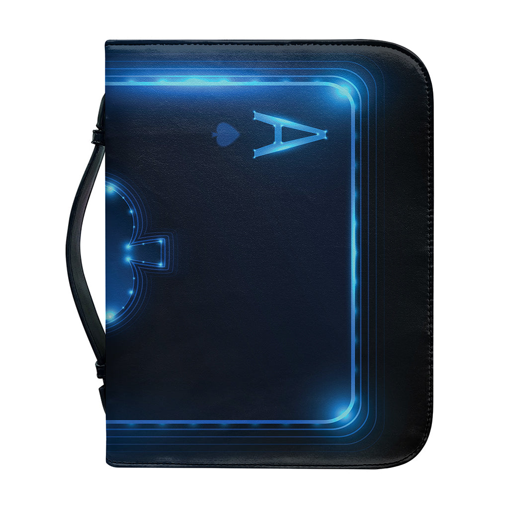 Blue Ace Card Print Leather Bible Cover