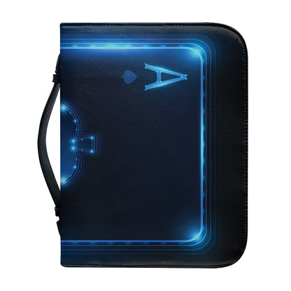Blue Ace Card Print Leather Bible Cover