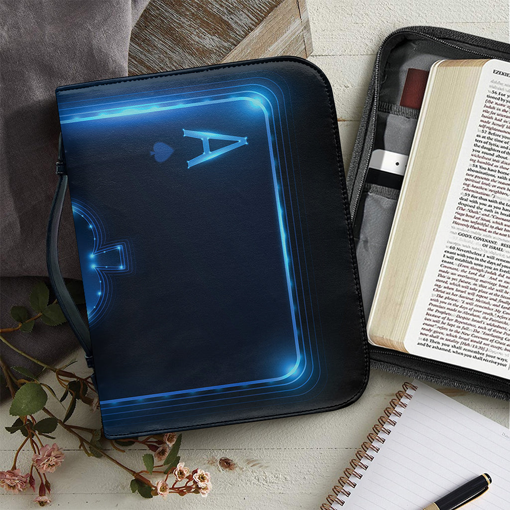 Blue Ace Card Print Leather Bible Cover