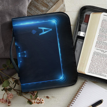 Blue Ace Card Print Leather Bible Cover