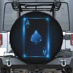 Blue Ace Card Print Leather Spare Tire Cover