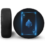 Blue Ace Card Print Leather Spare Tire Cover