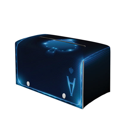 Blue Ace Card Print Leather Tissue Box Cover
