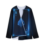 Blue Ace Card Print Long Sleeve Short Coat