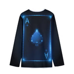 Blue Ace Card Print Long Sleeve Short Coat