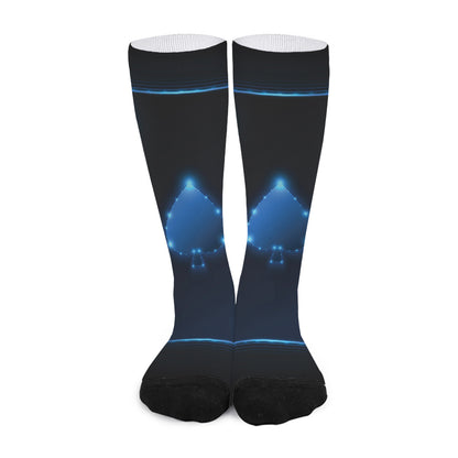 Blue Ace Card Print Long Socks
