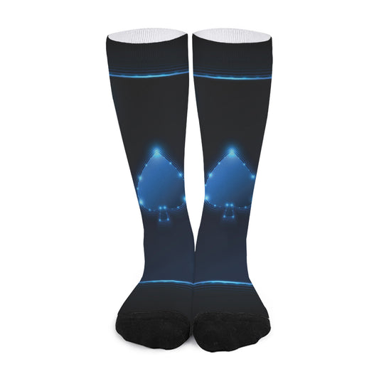 Blue Ace Card Print Long Socks