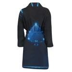 Blue Ace Card Print Men's Bathrobe