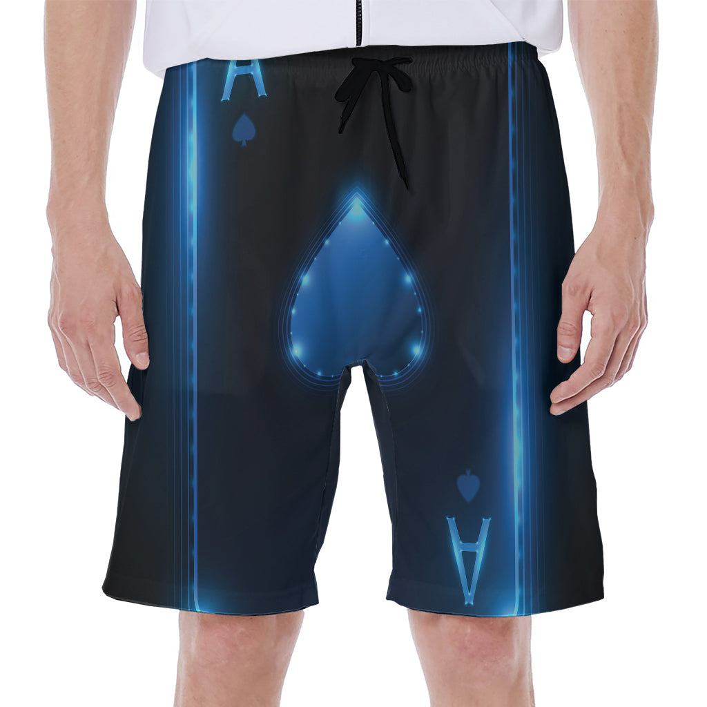 Blue Ace Card Print Men's Beach Shorts