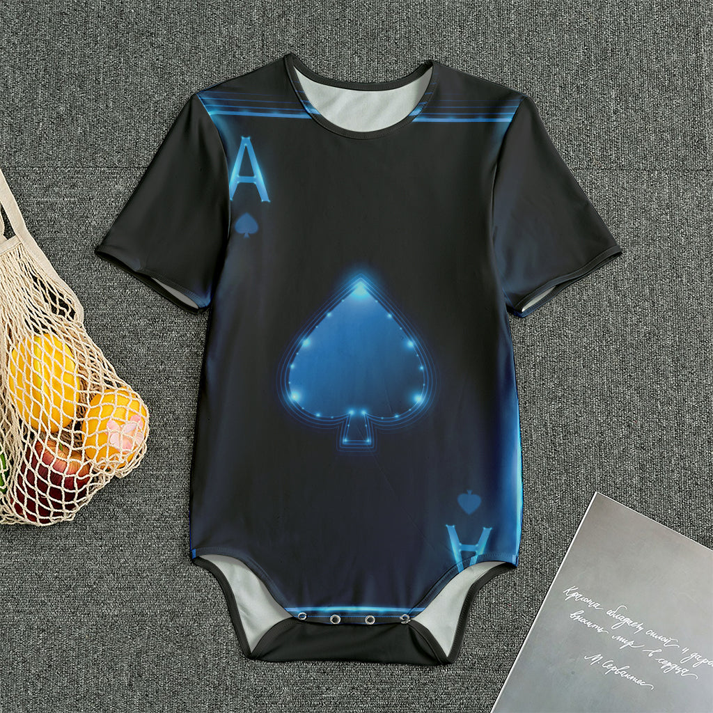 Blue Ace Card Print Men's Bodysuit