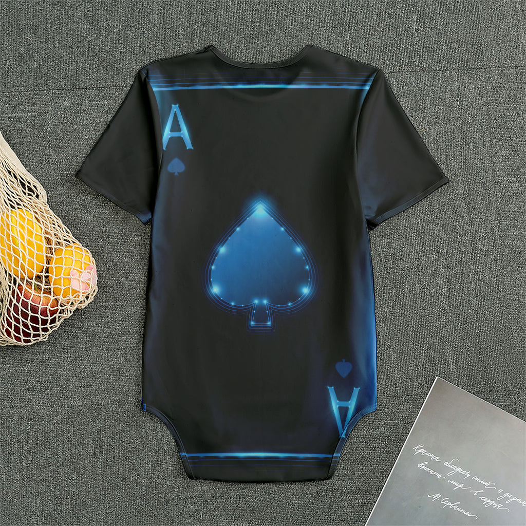 Blue Ace Card Print Men's Bodysuit