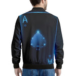 Blue Ace Card Print Men's Bomber Jacket