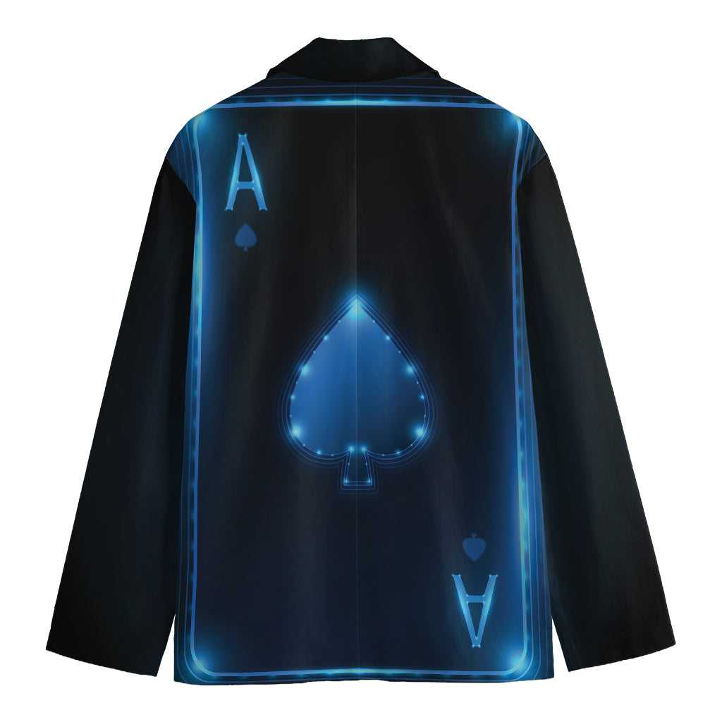 Blue Ace Card Print Men's Cotton Blazer