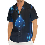 Blue Ace Card Print Men's Deep V-Neck Shirt