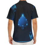 Blue Ace Card Print Men's Deep V-Neck Shirt