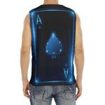 Blue Ace Card Print Men's Fitness Tank Top