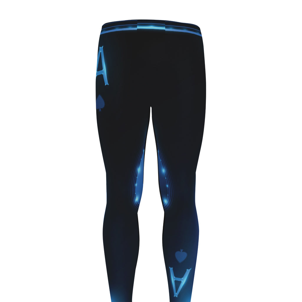 Blue Ace Card Print Men's leggings