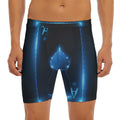 Blue Ace Card Print Men's Long Boxer Briefs