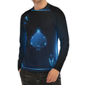 Blue Ace Card Print Men's Long Sleeve Rash Guard