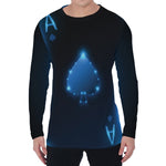 Blue Ace Card Print Men's Long Sleeve T-Shirt