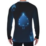 Blue Ace Card Print Men's Long Sleeve T-Shirt