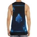 Blue Ace Card Print Men's Muscle Tank Top