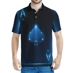 Blue Ace Card Print Men's Polo Shirt