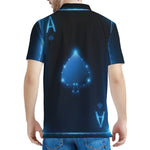 Blue Ace Card Print Men's Polo Shirt