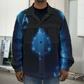 Blue Ace Card Print Men's Shirt Jacket