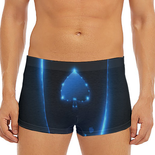 Blue Ace Card Print Men's Short Boxer Briefs