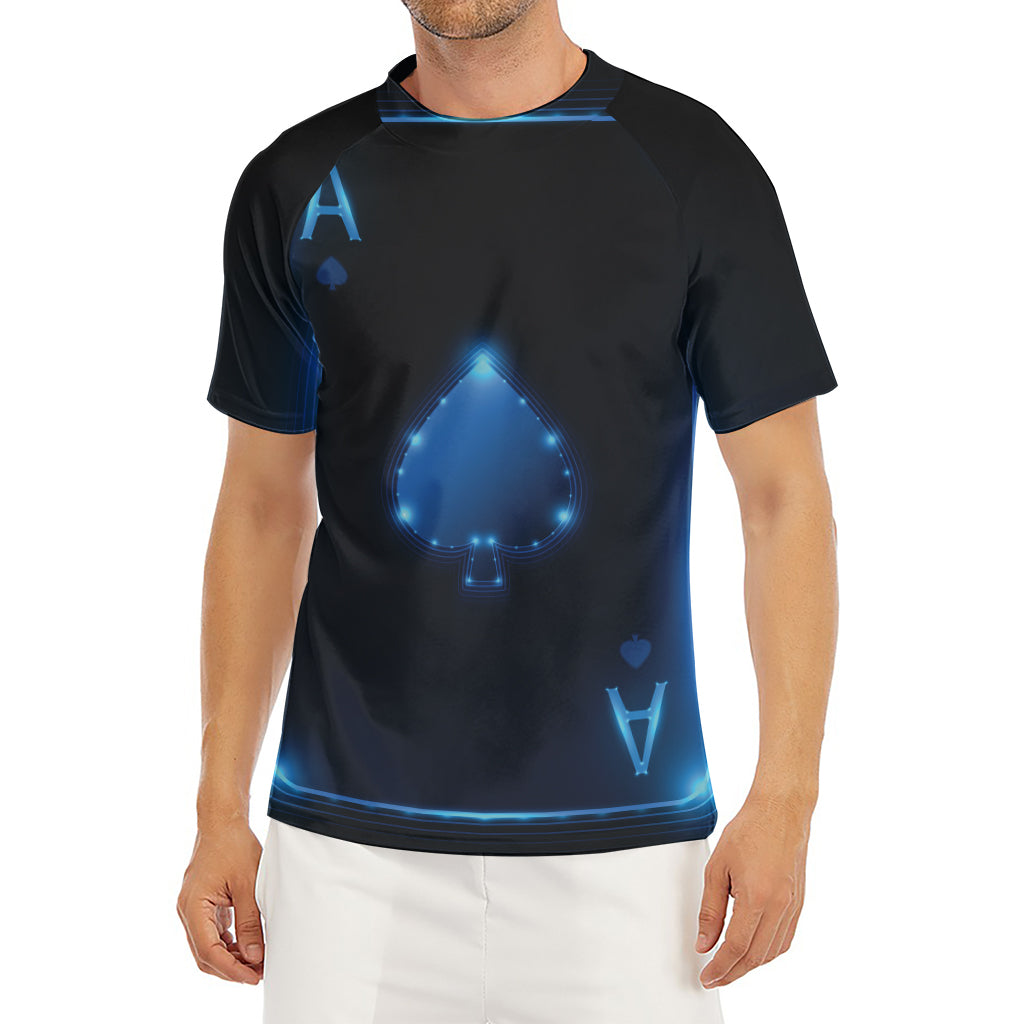 Blue Ace Card Print Men's Short Sleeve Rash Guard
