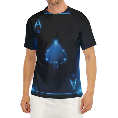Blue Ace Card Print Men's Short Sleeve Rash Guard