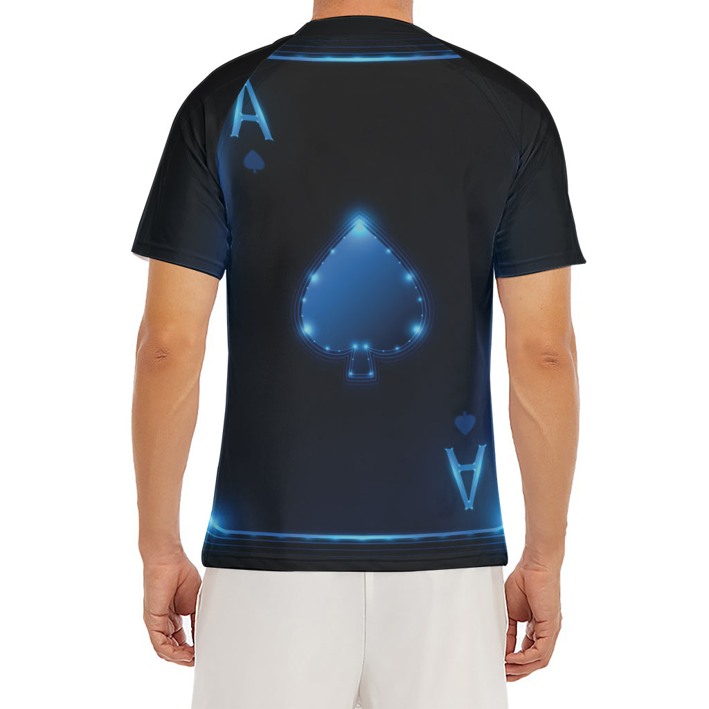 Blue Ace Card Print Men's Short Sleeve Rash Guard