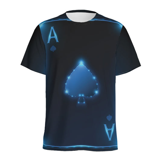 Blue Ace Card Print Men's Sports T-Shirt
