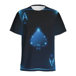 Blue Ace Card Print Men's Sports T-Shirt