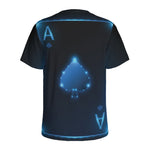 Blue Ace Card Print Men's Sports T-Shirt