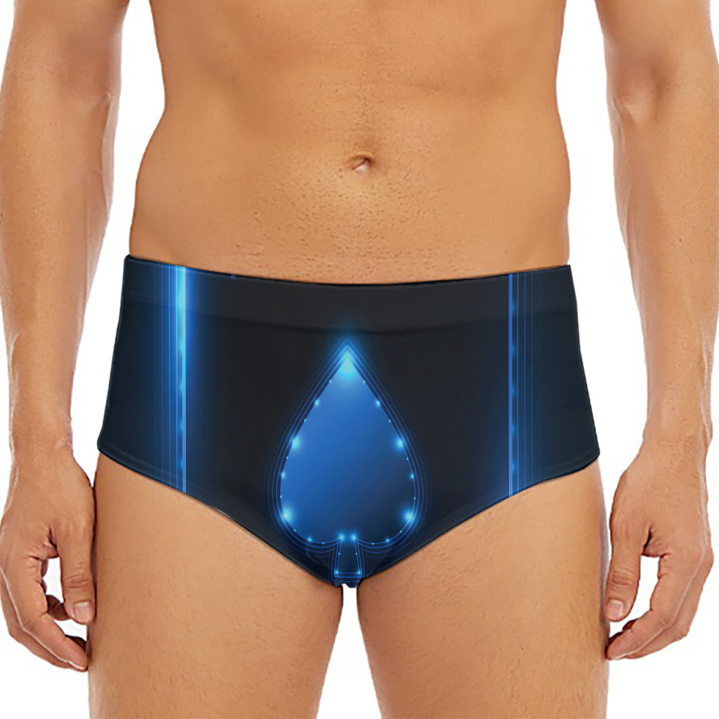 Blue Ace Card Print Men's Triangle Swim Briefs