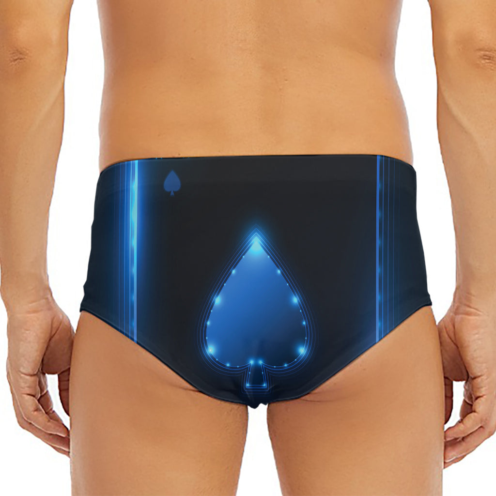 Blue Ace Card Print Men's Triangle Swim Briefs