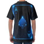 Blue Ace Card Print Men's Velvet T-Shirt