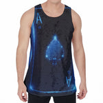 Blue Ace Card Print Men's Velvet Tank Top