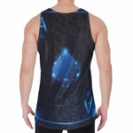Blue Ace Card Print Men's Velvet Tank Top