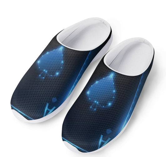 Blue Ace Card Print Mesh Casual Shoes