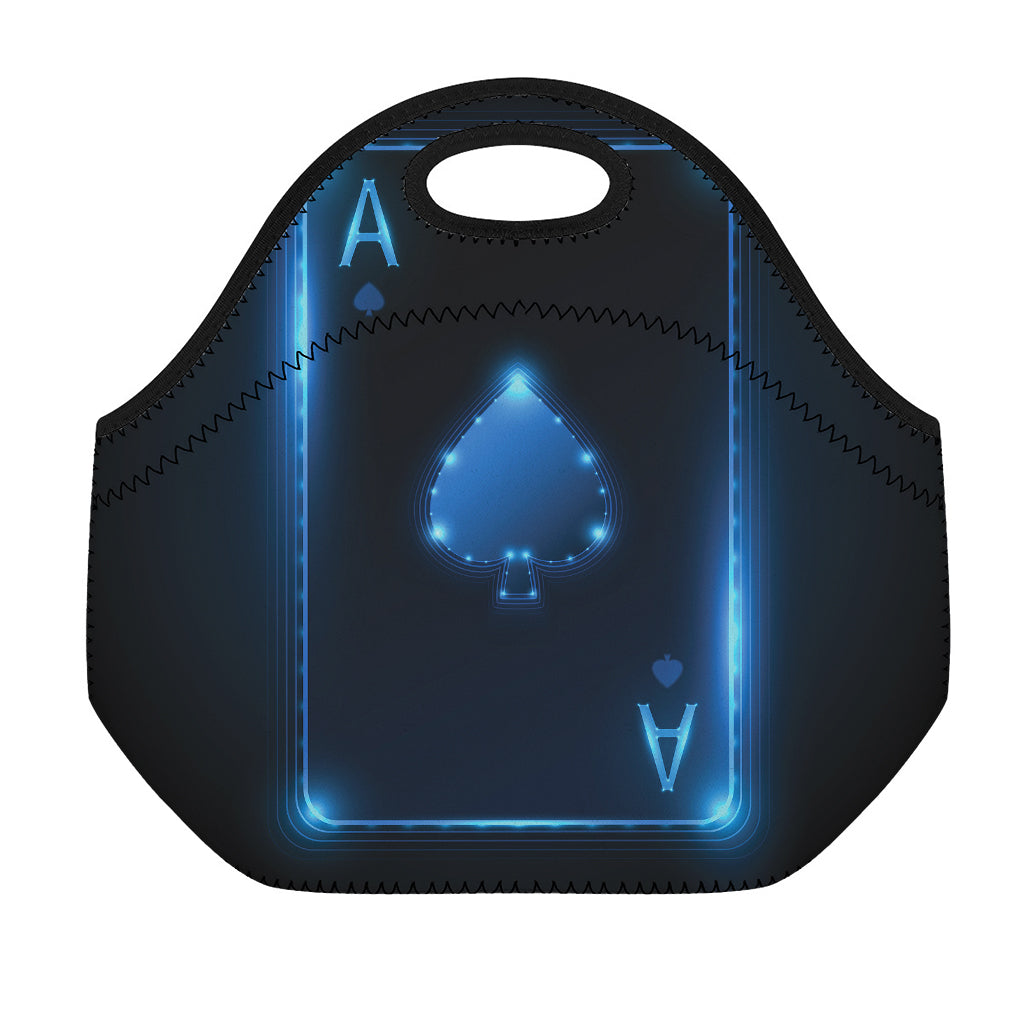 Blue Ace Card Print Neoprene Lunch Bag