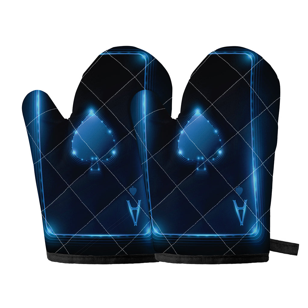 Blue Ace Card Print Oven Mitts