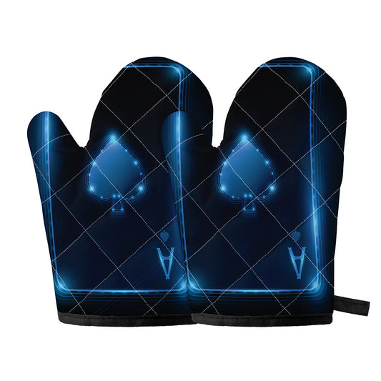 Blue Ace Card Print Oven Mitts