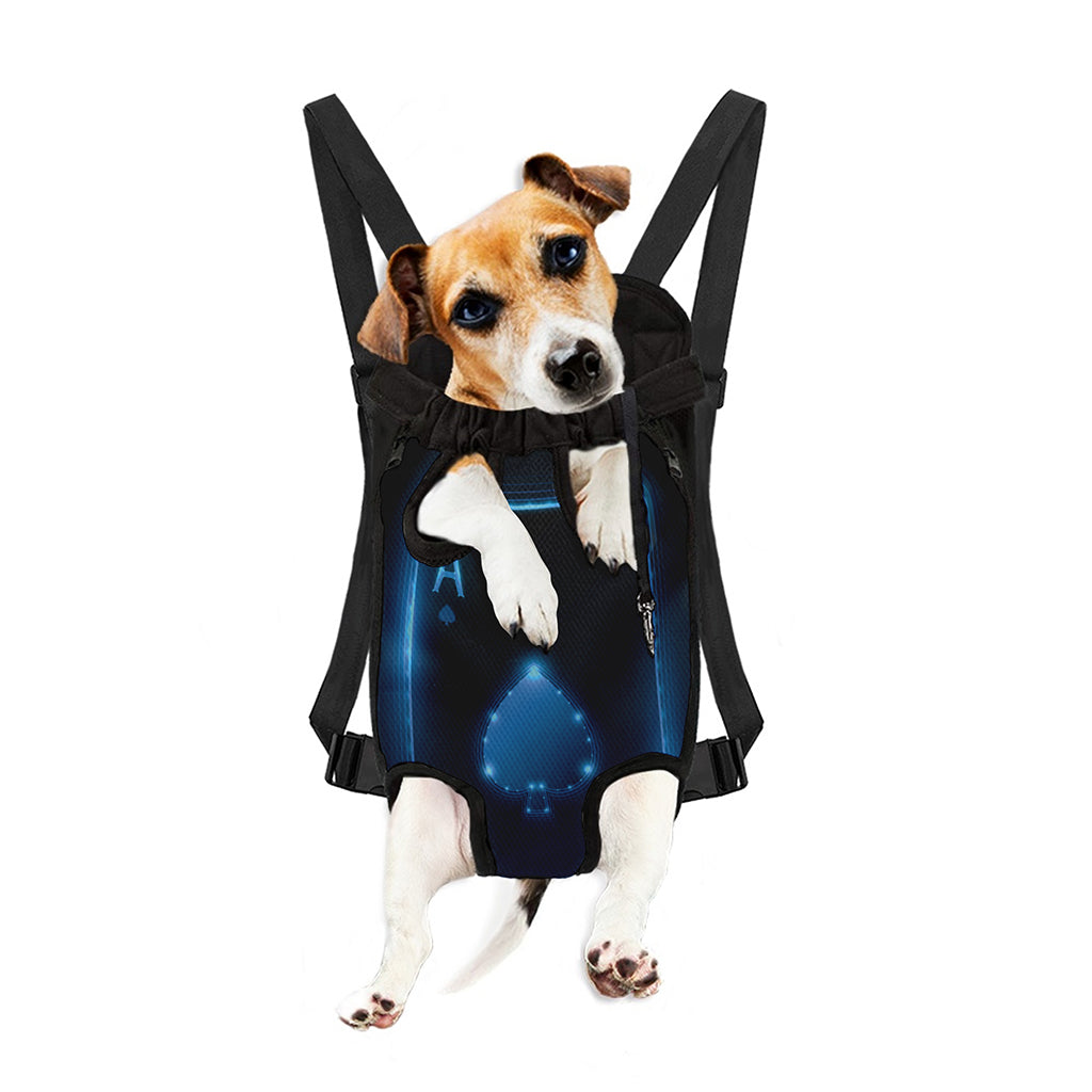 Blue Ace Card Print Pet Carrier Backpack