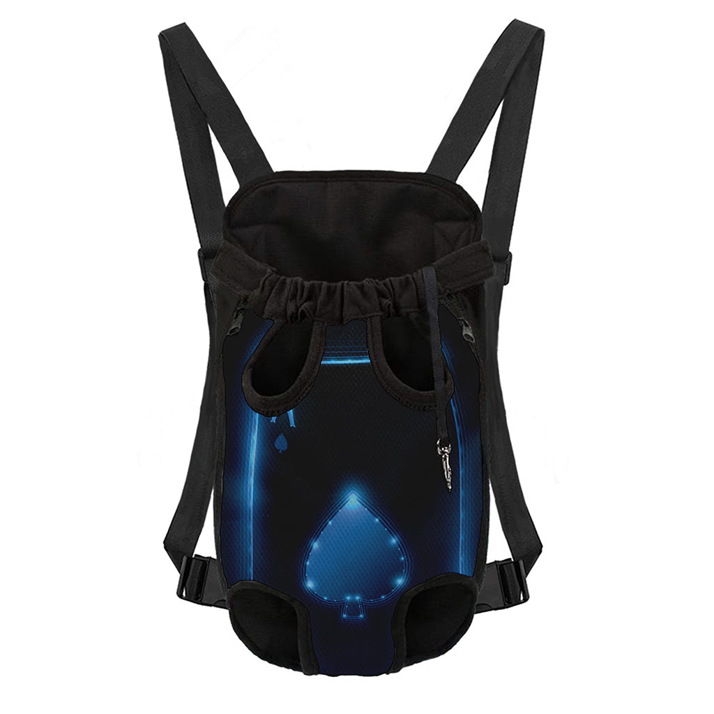 Blue Ace Card Print Pet Carrier Backpack